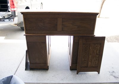 Front of desk with modesty panel